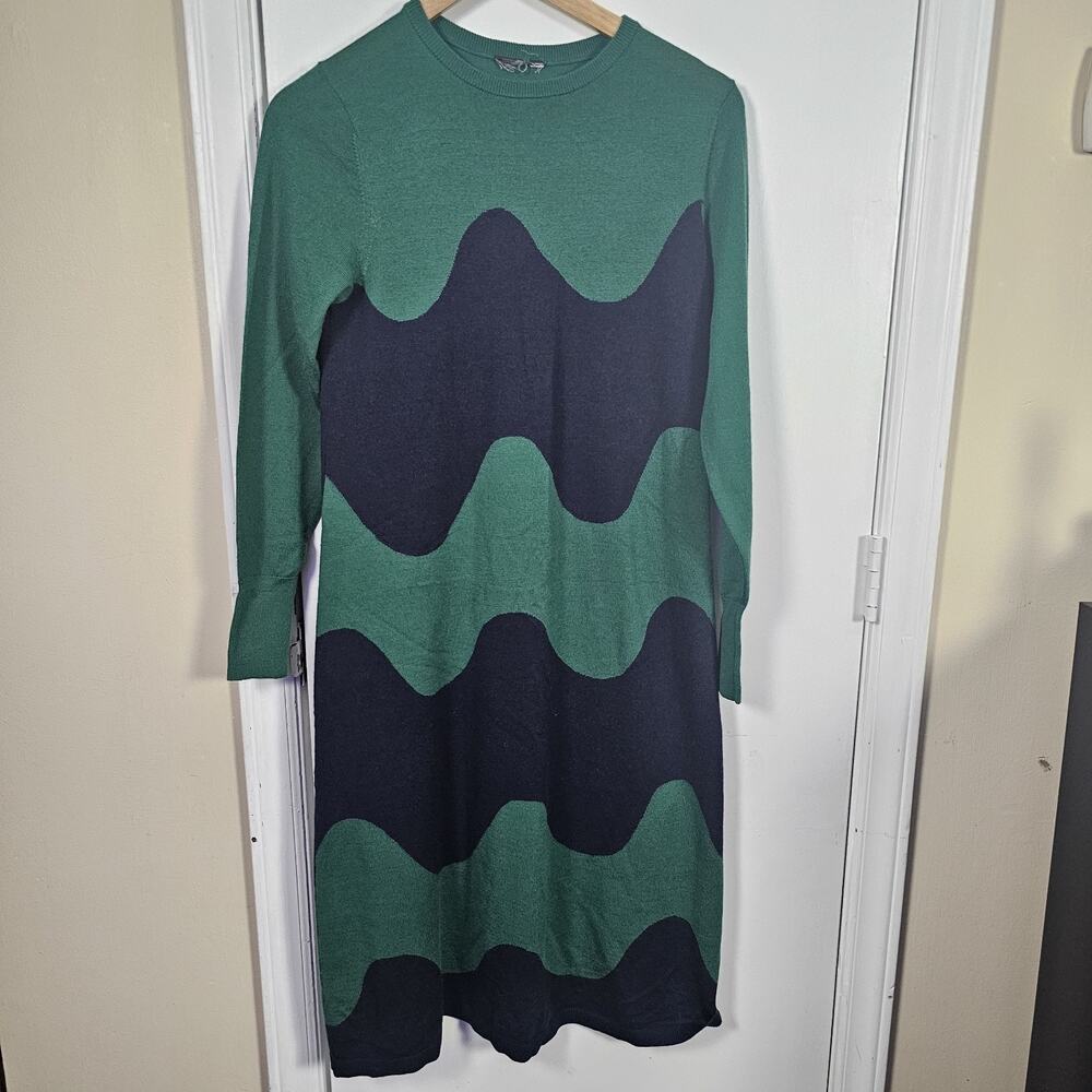 Marimekko x Uniqlo Collab Wool Midi Length Sweater Dress Art to Wear Sz S